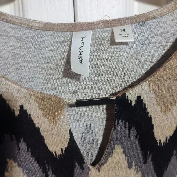 Tacera Black and Tan Sheath Dress 3/4 Sleeve Crew Neck - Picture 9 of 13